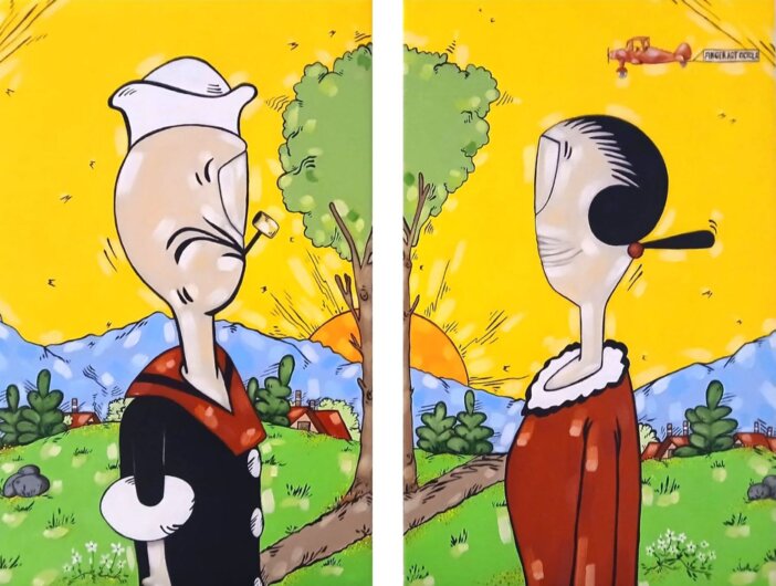 Opera Braccio di Ferro e Olivia in Finger Art Ciotola del Maestro Raffaele Ciotola